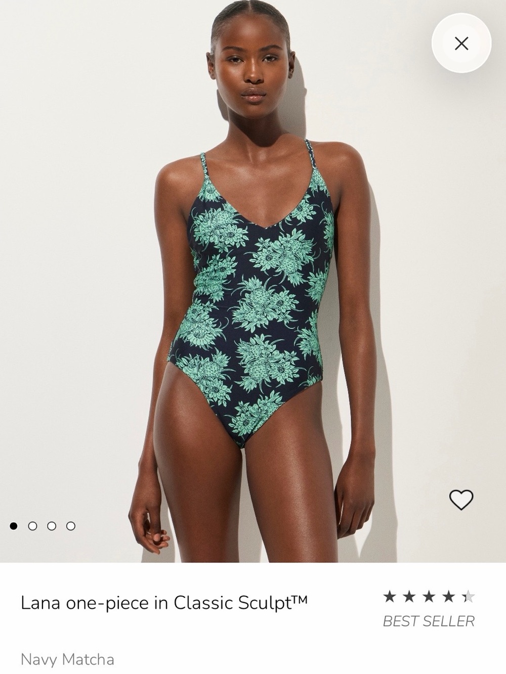 J. Crew Navy One-Piece Swimsuit with Matcha Floral.